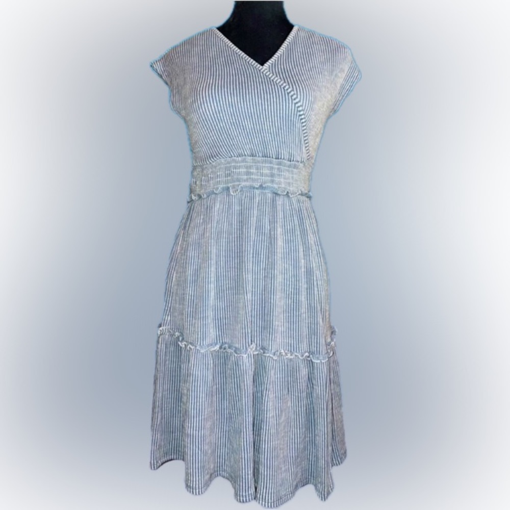 Caution to the Wind blue and white stripe dress